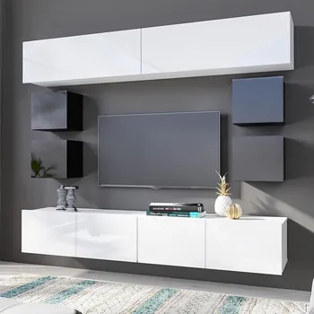 Obývací stěna Obývací stěna CALABRINI b | 210 cm | 8 dílů P | bílá lesk