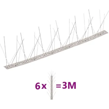 Repelent vidaXL 5řadové nerezové hroty proti ptákům a holubům sada 6 ks 3 m [170236]