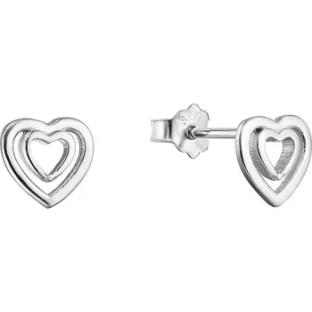 Náušnice Evolution Group s.r.o. Stříbrné náušnice dvě srdíčka v sobě 61037