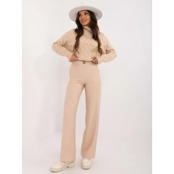 Dámské džíny Dámské kalhoty se zapínáním na knoflíky béžové