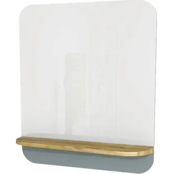 Koupelnový nábytek Zrcadlo do koupelny Devo Gloria 2.0 s dřevěnou poličkou 86 x 86 cm fjordská zelená GL2-LUPL86-1-F72D01