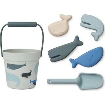 Hračka na písek LIEWOOD Dante Sada na pláž/písek Whales/Cloud Blue