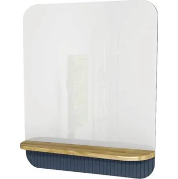 Zrcadlo Zrcadlo do koupelny Devo Gloria 2.0 s dřevěnou poličkou 70 x 86 cm modrá matná GL2-LUPL70-2-F103D01