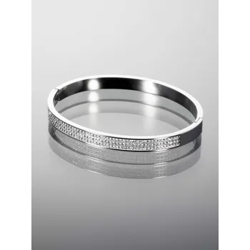 Náramek Prosperk Exkluzivní pevný náramek z chirurgické oceli zdobený třpytivými krystalky S3114