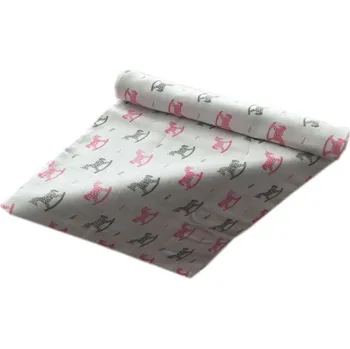 látková plena Plena s potiskem Koník - růžový 70/70 cm