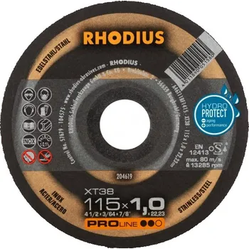 Řezný kotouč RHODIUS Extra tenký řezný kotouč XT38 10 ks BOX 115 x 1,0 x 22,23 PROline
