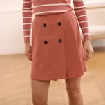 Sukňové šortky s knoflíky, pouzdrový efekt růžové dřevo 52