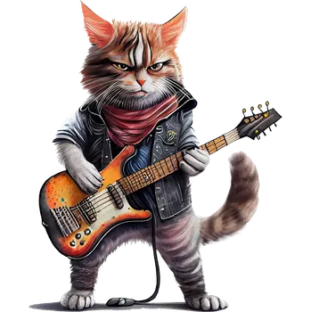 Nášivka NAŽEHLOVAČKA - Kočička s kytarou