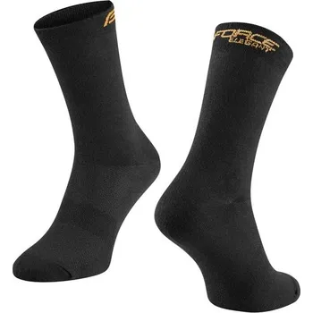 Pánské ponožky FORCE Dlouhé ponožky FORCE ELEGANT vysoké, černo-zlaté - L - XL (42-47)
