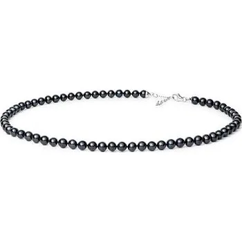 Řetízek Perlový náhrdelník ELODIE z přírodních černých perel se stříbrným zapínáním GRP555NB40
