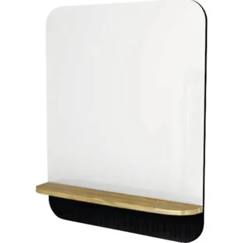 Koupelnový nábytek Zrcadlo do koupelny Devo Gloria 2.0 s dřevěnou poličkou 70 x 86 cm černá matná GL2-LUPL70-2-F97D01