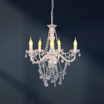 Lampička Näve Lustr Cecilia, bílý, železo/akryl, Ø 52 cm, 5 světel. - Stříška - Ø 10 cm, výška 6 cm bílá, čirá 5 x 40 W - Doprava zdarma