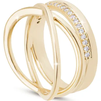 Prsten biju Pozlacený proplétaný prsten 14k se zirkony 4000448 Velikost prstenu - obvod: 57 mm