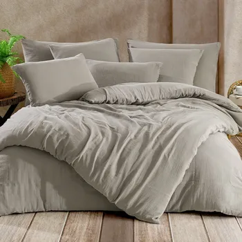 Povlečení 4Home Mušelínové povlečení Sand světle šedé 140 x 200, 70 x 90 cm zipový uzávěr