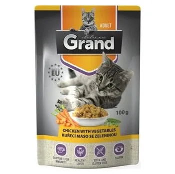 Pro kočku GRAND kaps. deluxe kočka kuřecí se zel.100g