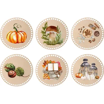 Dřevěné podtácky k obháčkování - podzim Zvolte variantu: 12 cm