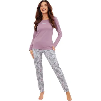 Dámské pyžamo Dámské pyžamo ITALIAN FASHION IBENA dlouhé vřes/print XL 0