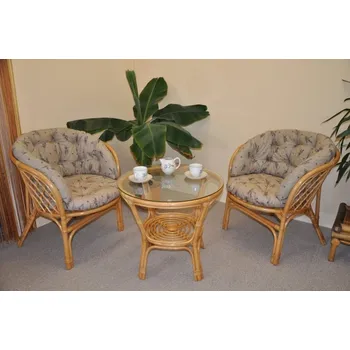 Zahradní sestava Axin Trading s.r.o. Ratanová sedací souprava Bahama malá polstr MAXI levandule