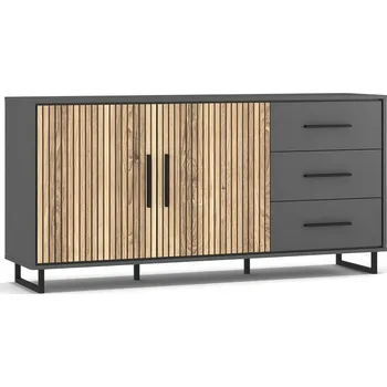 Komoda Komoda SALEMI 2D3S pravá šedá/dub přírodní