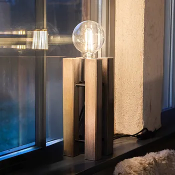 Lampička Markslöjd Stolní lampa Lodge, výška 36 cm, hnědá, dřevo - Délka propojovacího kabelu 200 cm ořech 1 x 40 W - Doprava zdarma