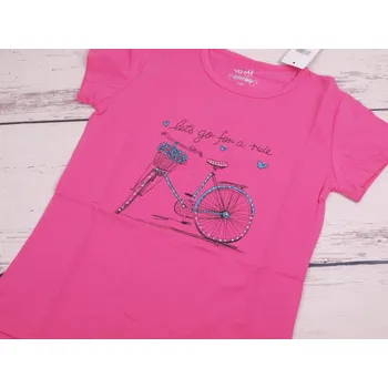 Dívčí tričko Tričko krátký rukáv Wolf S2412A růžové s kolem s kamínky velikost oblečení - děti: 158