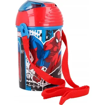 Láhev Láhev Lahev Na Pití s brčkem Spiderman proužek 450ml