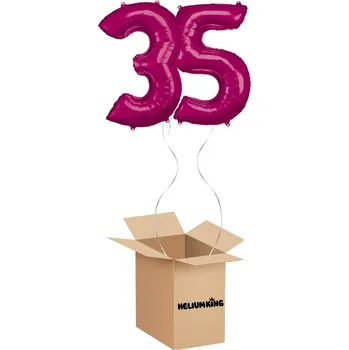 Party dekorace HeliumKing Balónový box - Narodeninové číslo 35 ružový 86 cm