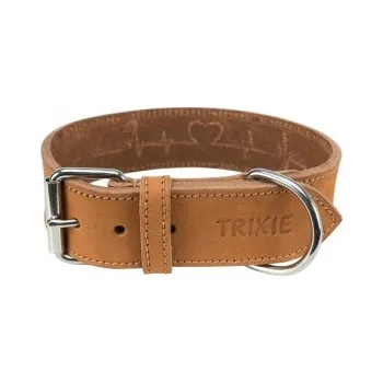 Obojek pro psa Rustic kožený obojek Heartbeat - hnědá 38-47cm