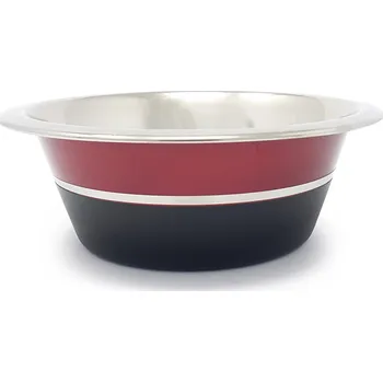 Miska pro psa PROFIZOO Miska nerezová Standard 2600 ml Červená/Černá (šedý proužek)