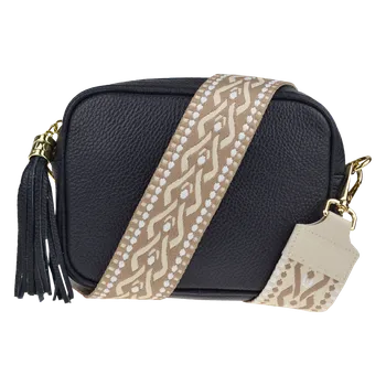 Kabelka NovaKabelka.cz Kožená italská crossbody kabelka Bala Blu Scura s přídavným popruhem VIII