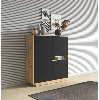 Komoda Moderní komoda Aston 3 - dub taurus / černý mat