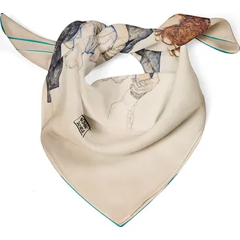 Šátek Plumeria Plu - Hedvábný šátek Egon Schiele, Seated Woman with bent Knee - 52 x 52 cm