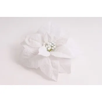 Vánoční dekorace Vánoční hnězda zasněžená na skřipci 24 cm, bílá