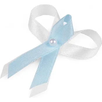 Svatební dekorace Vývazek k myrtě bílo-světle modrý