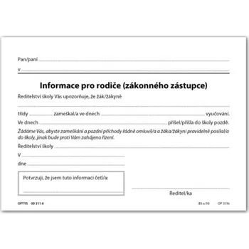 Tiskopis Informace pro rodiče, zákonného zástupce, list A5
