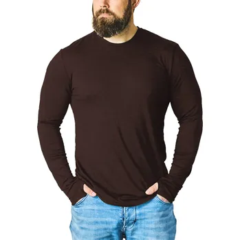 Pánské merino triko dlouhý rukáv Brown Marle Merino365 Velikost: L