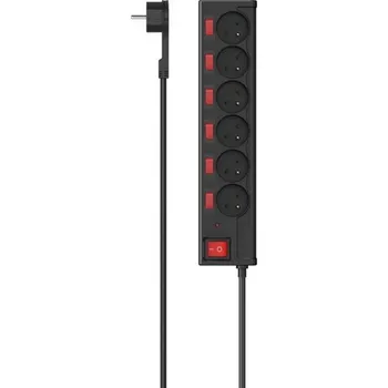 Hama 6 zásuvek, 1,4m, vypínač