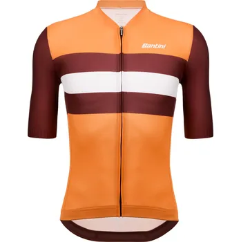 cyklistický dres SANTINI Cyklistický dres s krátkým rukávem - ECO SLEEK NEW BENGAL - oranžová/bordó M