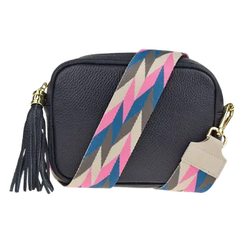 Kabelka NovaKabelka.cz Kožená italská crossbody kabelka Bala Blu Scura s přídavným popruhem VII