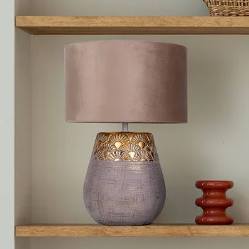 Lampička Näve Stolní lampa Bronco, béžová barva, keramika/umělá kůže, výška 39 cm 1 x 40 W - Doprava zdarma