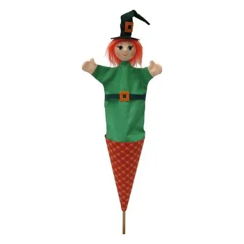 plyšák Čarodějnice zelená 59 cm 3v1, kornoutový maňásek