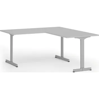 Psací stůl B2B Partner Rohový kancelářský stůl PRIMO BETA L, 160x180 cm, L/P, šedá podnož, šedá