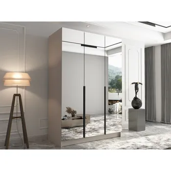 Šatní skříň Šatní skříň se zrcadlem Mirpat III, Barva: kašmír / kašmír + černá MIRJAN 5903211352324