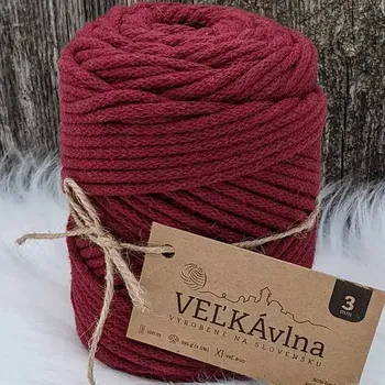 Příze Velká vlna Špagát 3mm Pivoňka vínová (Špagátová příze 3mm Pivonka bordová)