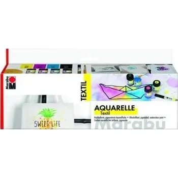 Marabu barva na textil akvarelová sada 4x15ml