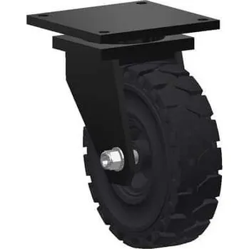 Pojezdové kolečko Gumové transportní kolo s přírubou, průměr 122 mm, otočné, kuličková ložiska