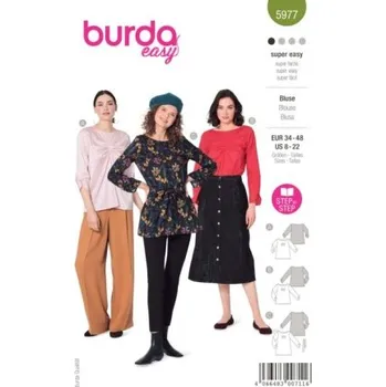 Volný čas Střih na dámskou halenku a minišaty Burda 5977 -