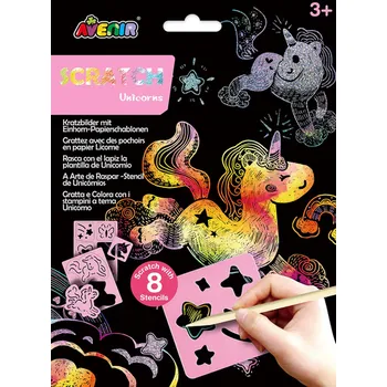 Škrabací obrázky podle šablony - Jednorožec