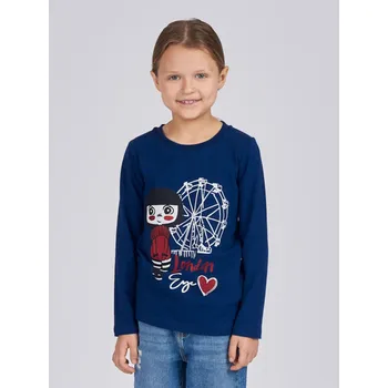 Dívčí tričko s dlouhým rukávem London Girl - navy 110
