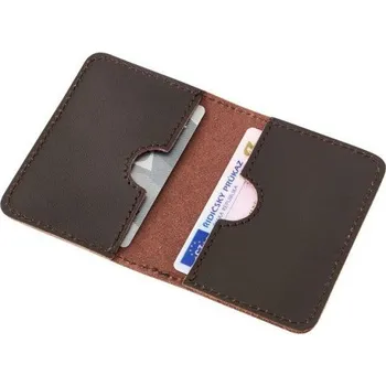 Kožené pouzdro na karty a doklady Barva kůže: Hnědá hladká (D52)